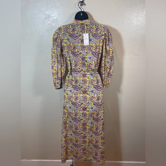Mille Resort & Travel Midi Dress in Birds of Paradise Yellow Floral size small - Picture 4 of 13